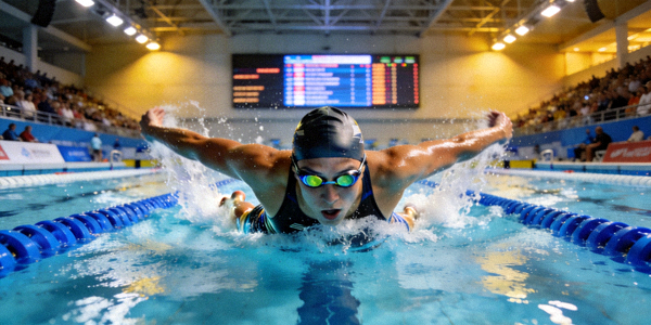 游泳运动员在泳池中比赛